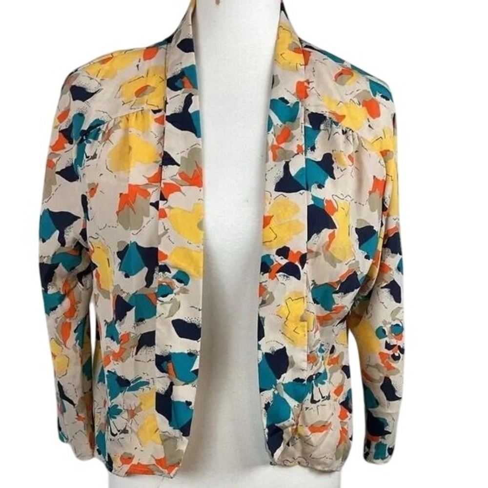 Living Doll Los Angeles Floral Print Open Front Jacket Cardigan Medium
